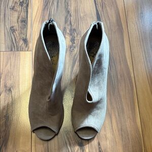 Vince Camuto Beige Peep-Toe Heeled Boots